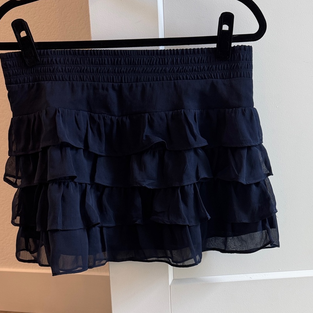 Zenana Outfitters Navy Layered Ruffle Mini Skirt